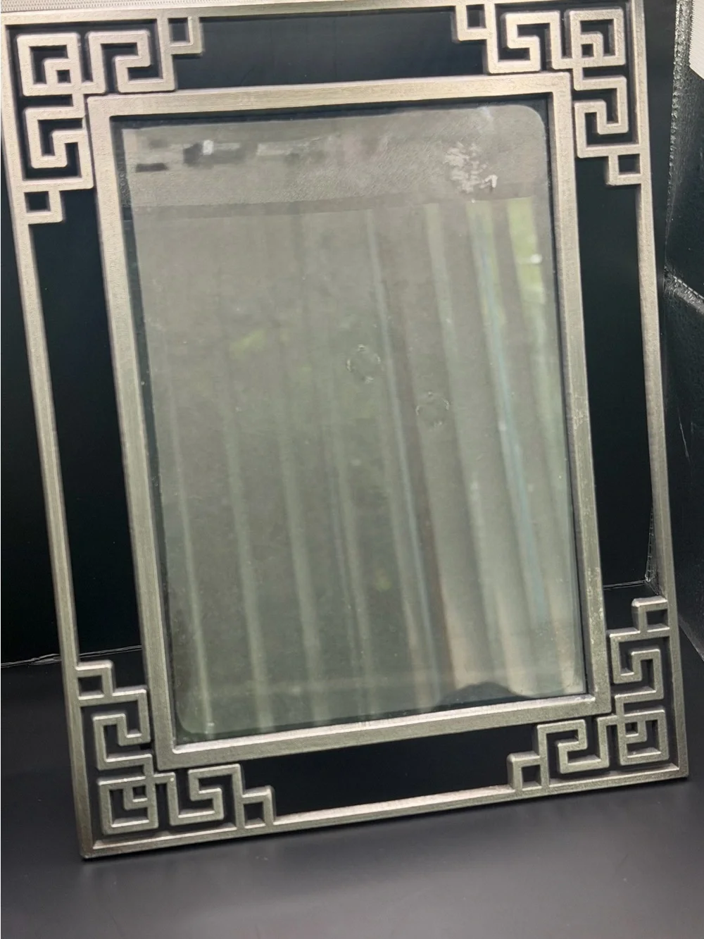 Vintage Whimsygoth Decorative Picture Frame with Silver Greek Key Design